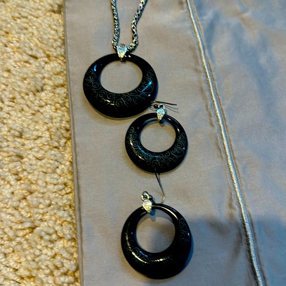 Black Tribal Vintage Necklace and Earrings - Picture 1 of 3